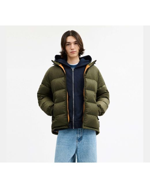 COACH Green Tonal Signature Down Jacket for men