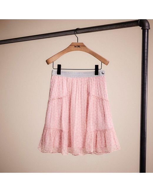 COACH Pink Restored Denim Waistband Mini Skirt