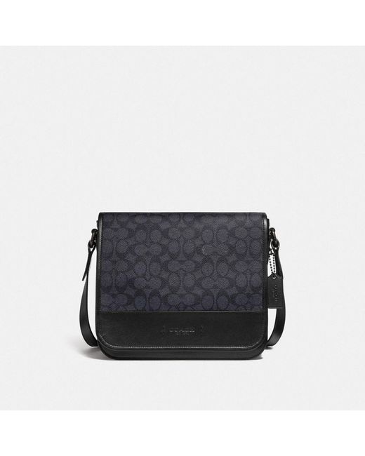 COACH Gotham Messenger 27 In Signature Canvas in Black Copper/Charcoal ...