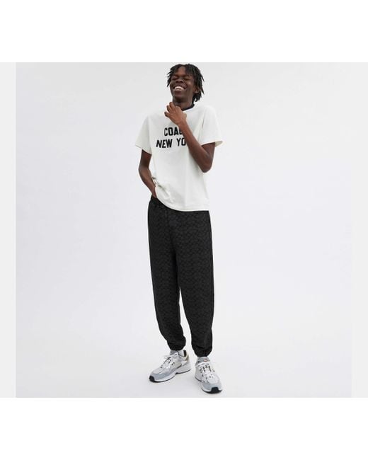 Exclusivos pantalones de deporte básicos de firma COACH de hombre de color Black