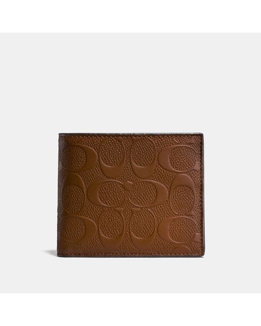 COACH Brown 3-in-1 Wallet In Signature Leather for men