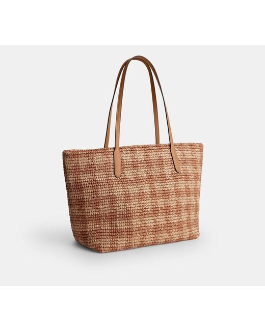 COACH Black City Tote Bag With Gingham Print