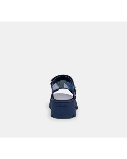 COACH Blue Brynn Platform Sandal With Patchwork