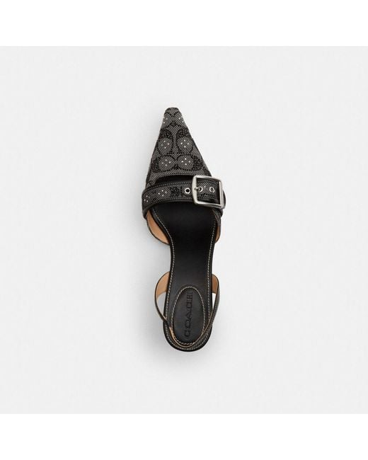 COACH Black Margot Slingback In Crystal Signature Jacquard