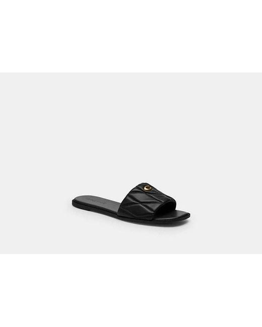 COACH Black Holly Sandal With Quilting