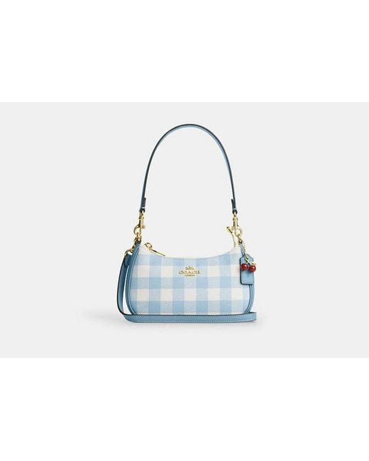 COACH Black Teri Mini Crossbody Bag With Gingham Print And Charm