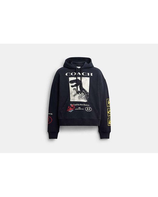 COACH Black Dinosaur Collage Relaxed Hoodie