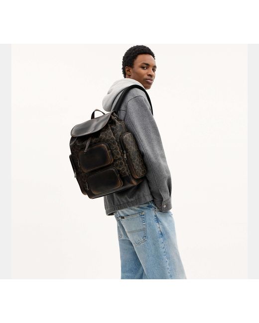 COACH Black Finn Backpack for men