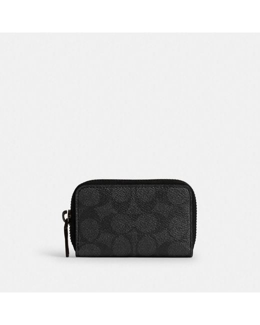 COACH Black Small Zip Around Card Case for men