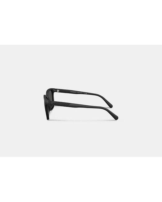 COACH Black C Hardware Textured Temple Square Sunglasses for men