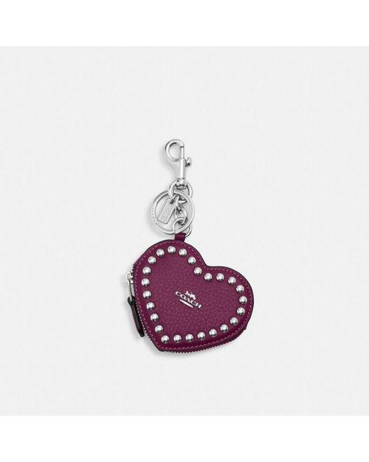 Pochette cœur avec clous COACH en coloris Purple