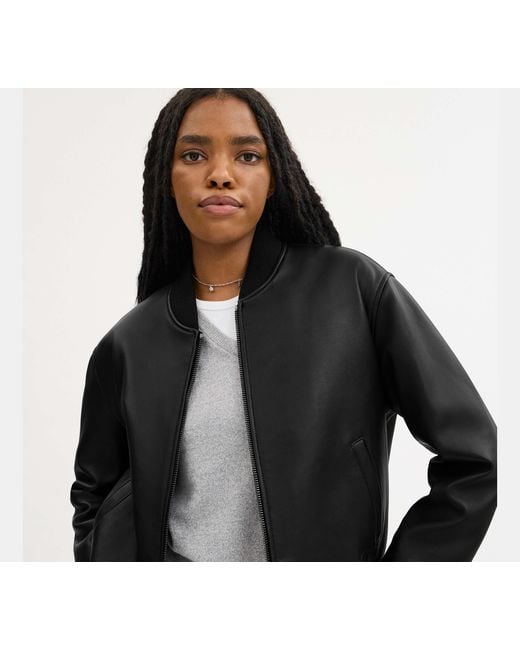 COACH Black Leather Bomber