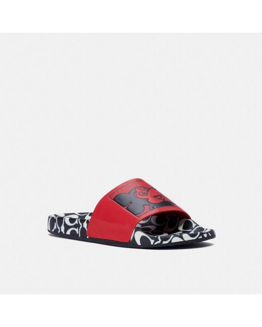 COACH Disney Mickey Mouse X Keith Haring Slide in White | Lyst