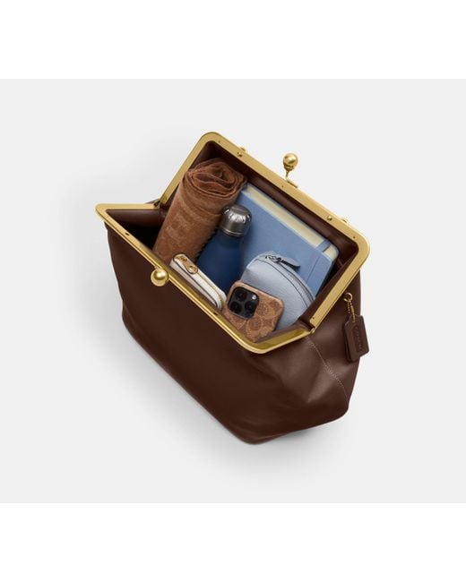 COACH Black Large Kisslock Frame Bag