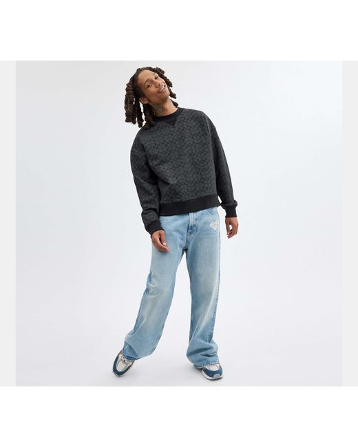 COACH Black Essential Signature Crewneck Top