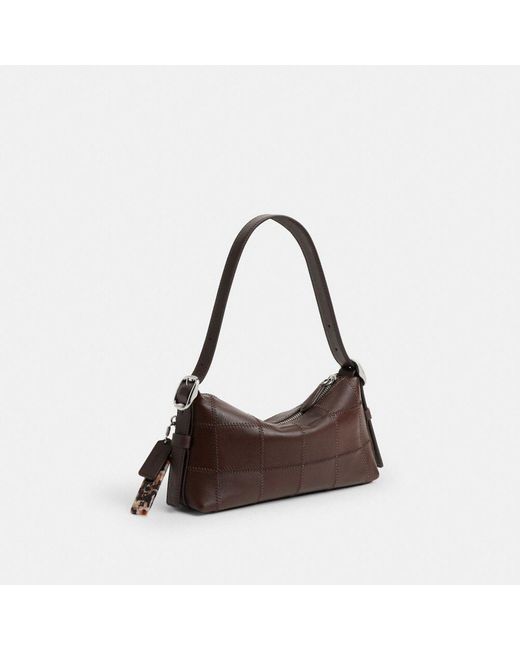 COACH Brown Ego Small Slouchy Shoulder Bag In Checkerboard Upcrafted Leather