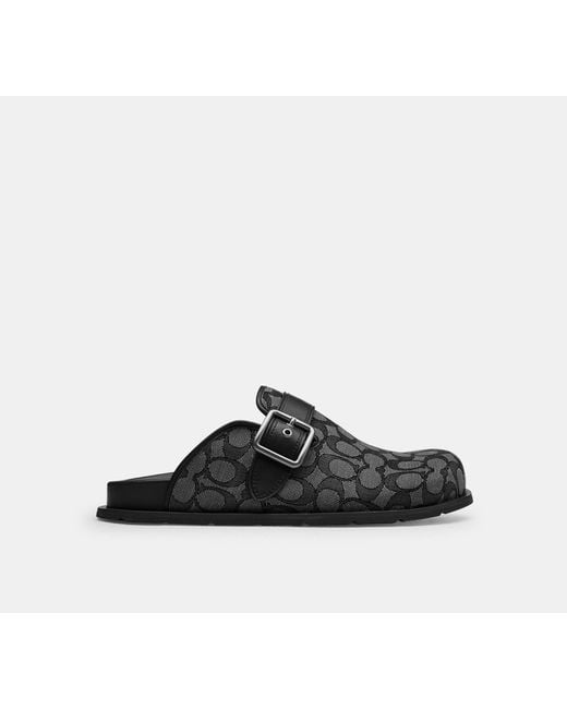COACH Black Buckle Clog In Signature Jacquard for men