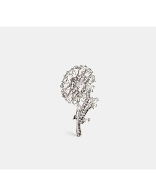 COACH Black Crystal Flower Brooch