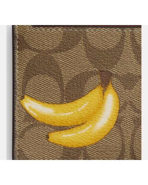 COACH Black Zip Card Case With Banana Print - Brown | Pvc for men
