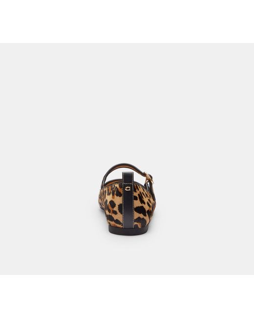 COACH Black C Rivet Mary Jane With Leopard Print