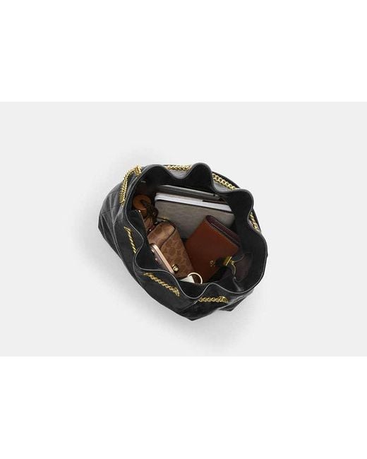 COACH Black Evelyn Large Shoulder Bag With Quilting