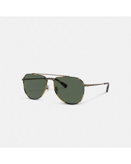 COACH Green Metal Windsor Pilot Sunglasses for men