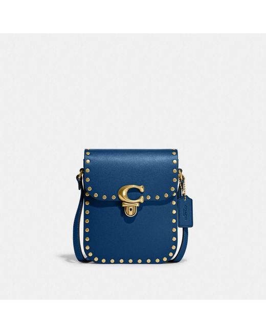 COACH Tall Studio Crossbody With Rivets in Blue Lyst