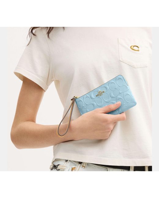 COACH Black Corner Zip Wristlet With Charm