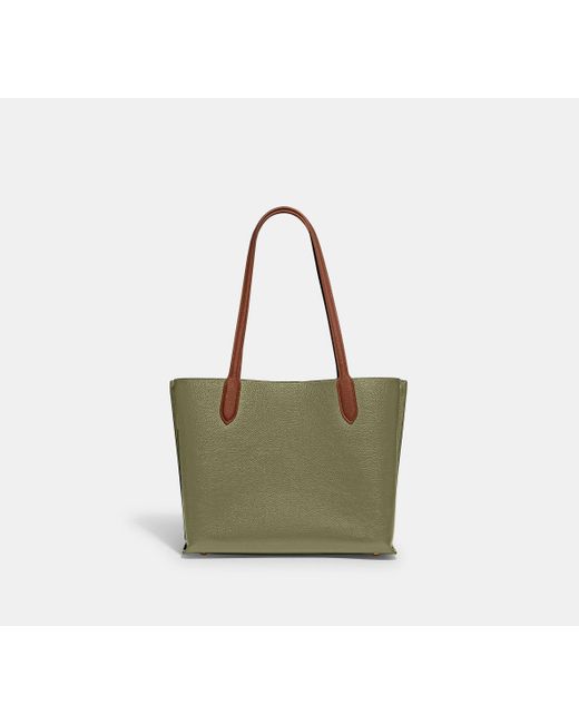 COACH Green Willow Tote In Colorblock With Signature Canvas Interior