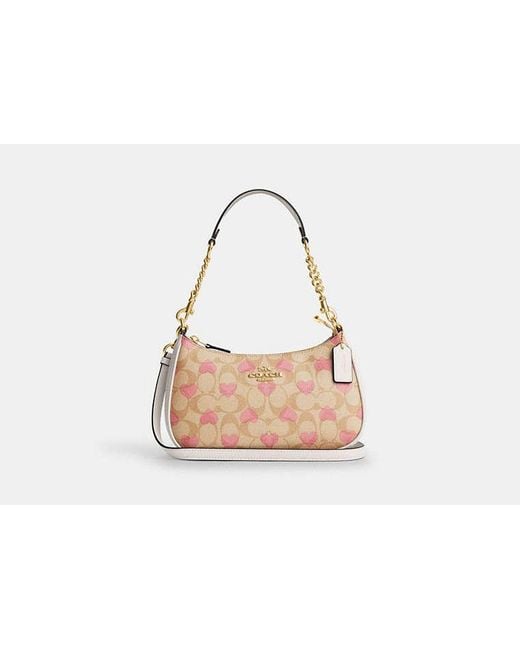 COACH Black Teri Shoulder Bag With Heart Print | Pvc
