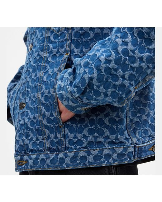 COACH Blue Signature Trucker Jacket for men