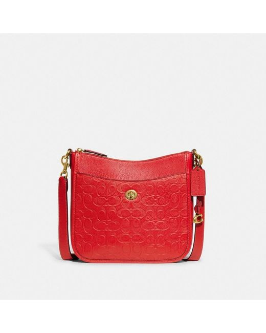 COACH Chaise Crossbody In Signature Leather in Red Lyst