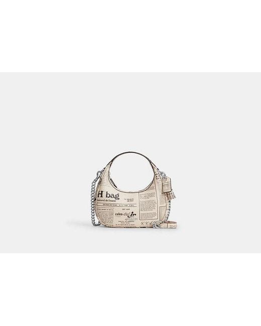 COACH Black Carmen Mini Crossbody Bag With Newspaper Print