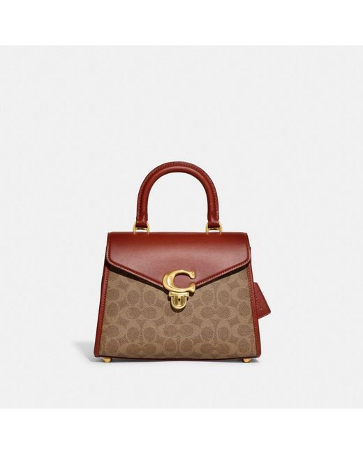 COACH Sammy Top Handle In Signature Canvas in Brown Lyst