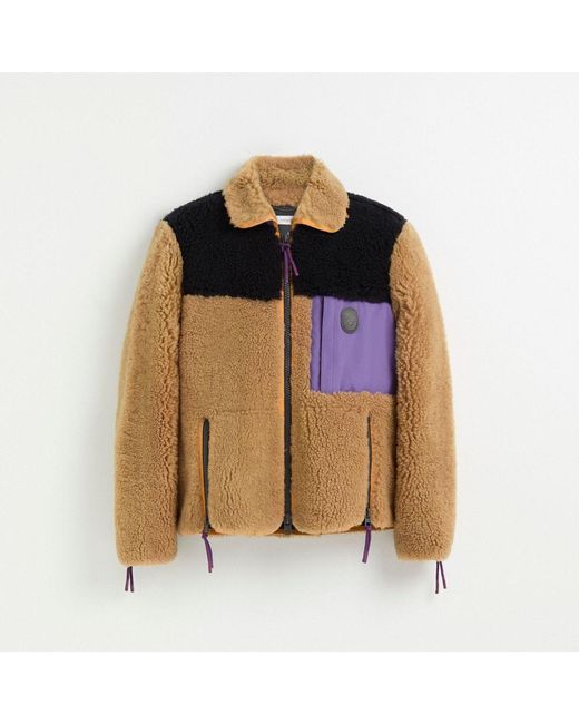 COACH Multicolor Restored Colorblock Shearling Jacket for men