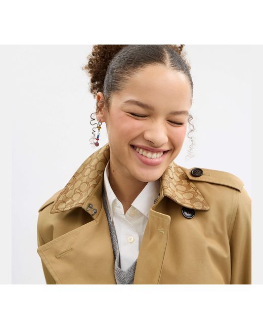 COACH Natural Mid Trench Coat With Collar