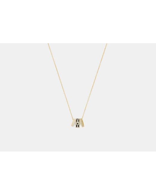 COACH Black Repeated C Rondelle Necklace