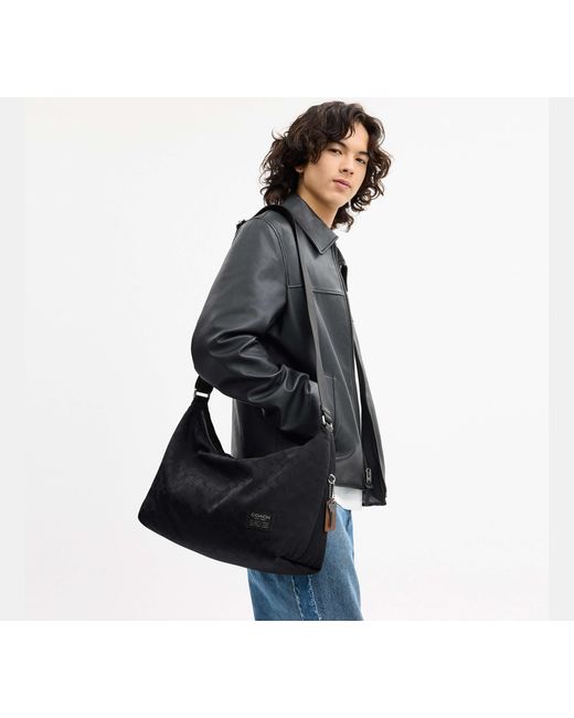 COACH Black Leo Crossbody In Signature Nylon for men