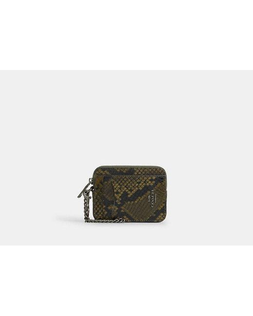 COACH Black Zip Card Case With Snake Print