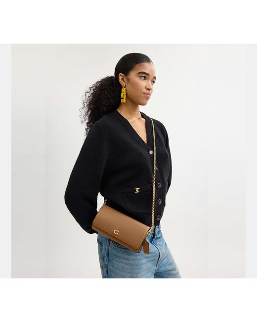 COACH Black Evie Long Wallet With Chain