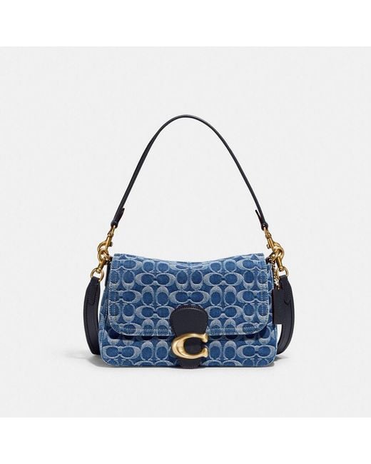 COACH Blue Soft Tabby Shoulder Bag In Signature Denim