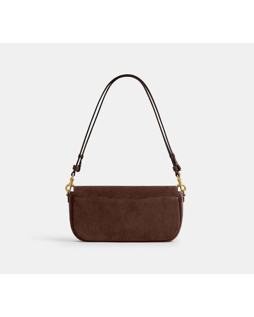 COACH Black Suede Brook Flap Bag With Chain