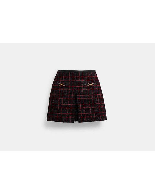 COACH Black Sculpted C Tweed Skirt