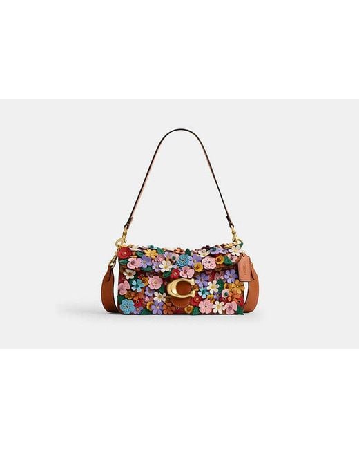 COACH Black Tabby Shoulder Bag 26 With Floral Applique