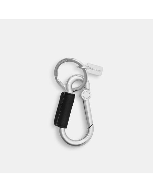 COACH White Carabiner Key Ring for men
