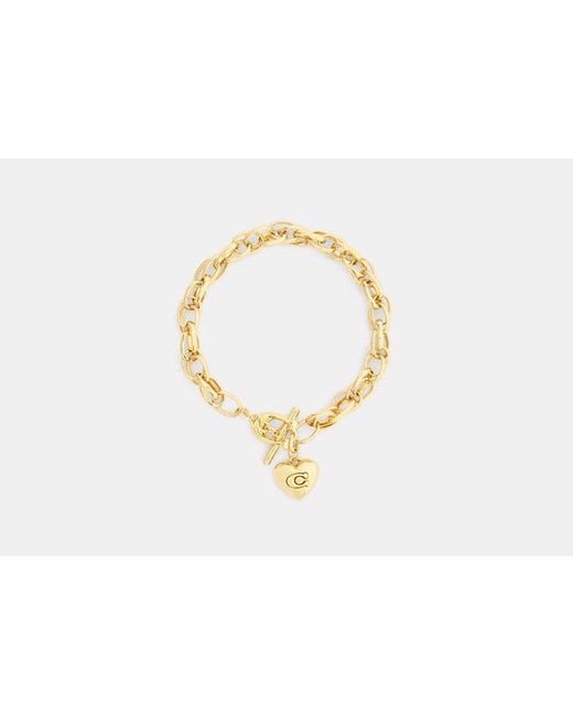 Bracelet Chaîne Cœur À Maillons Brossés COACH en coloris Black