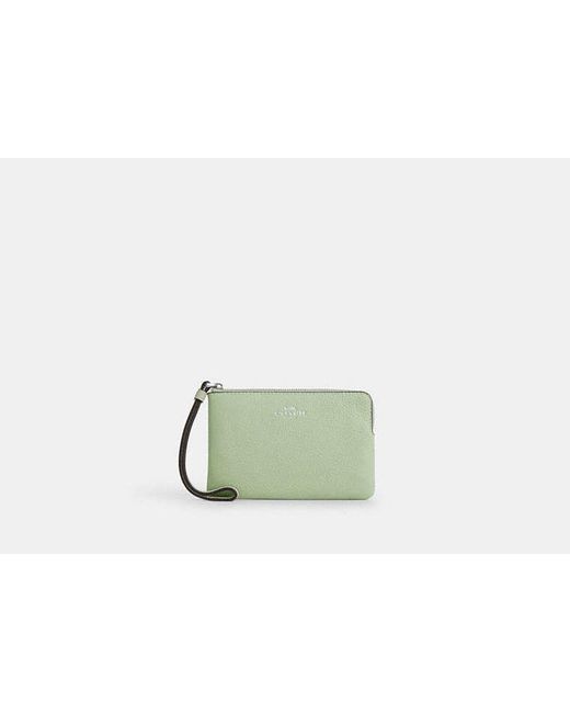 COACH Green Corner Zip Wristlet