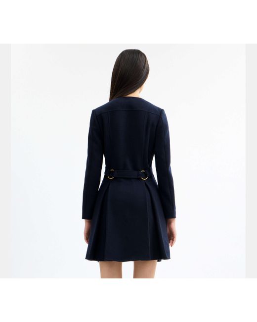 COACH Blue Long Sleeve Wool Dress