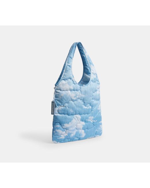 COACH Blue Topia Loop Flache Tote