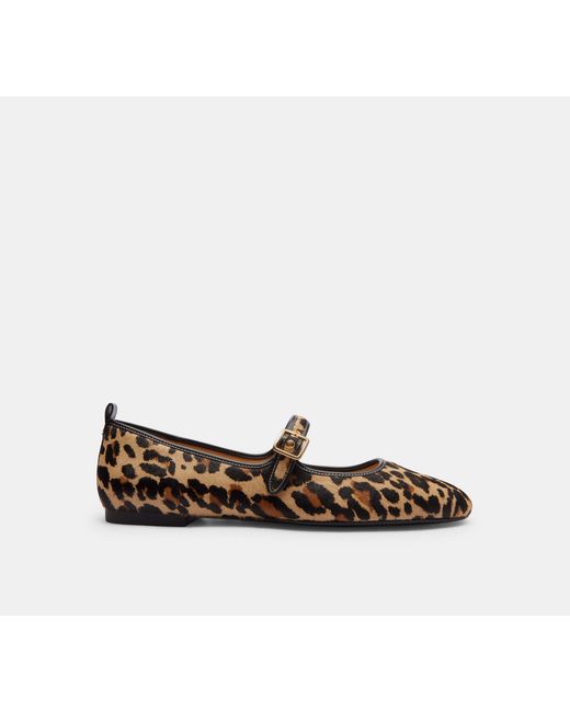 COACH Black C Rivet Mary Jane With Leopard Print